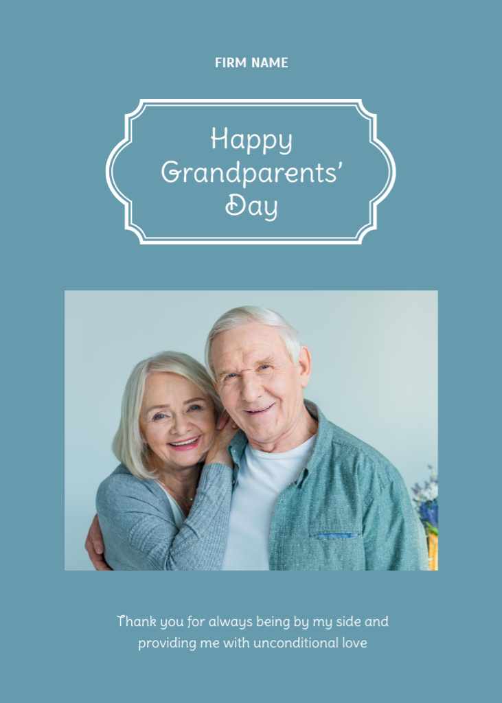 Happy Grand Parents' Day Celebration In Blue Postcard 5x7in Vertical Design Template