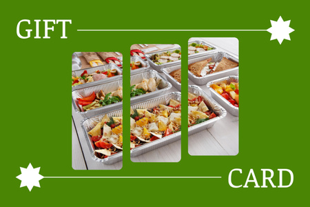 School Food Ad with Containers Gift Certificate Design Template
