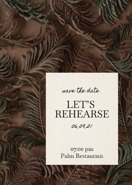 Rehearsal Dinner Announcement with Exotic Leaves Invitation Πρότυπο σχεδίασης