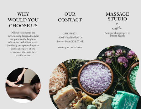 Massage Studio Information with Natural Cosmetics Brochure 8.5x11in Design Template