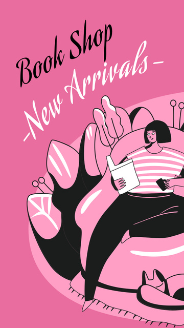 Modèle de visuel New Books Announcement with Illustration in Pink - Instagram Story