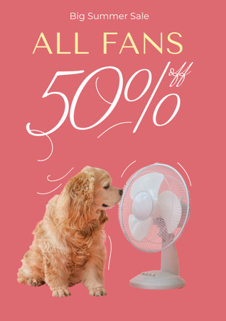 Fans Sale Offer with Cute Dog Flyer A4 Design Template