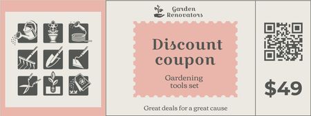 Gardening Tools Set Sale Ad Coupon Design Template
