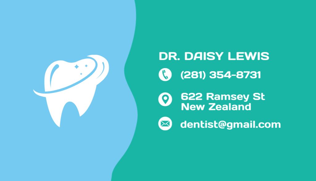 Dentist Service Promotion With Tooth Illustration Business Card USデザインテンプレート