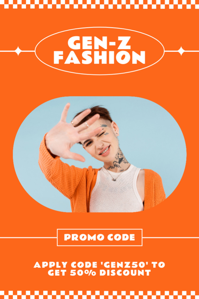 Discount Fashion Collection with Young Woman with Tattoo Tumblr Tasarım Şablonu