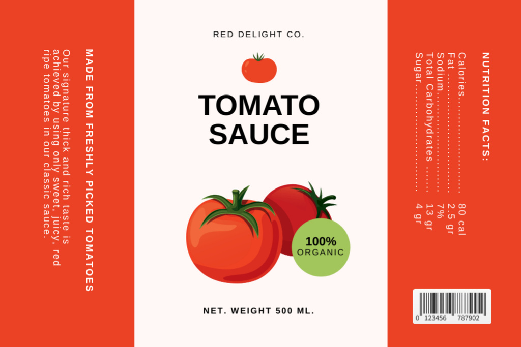 Plantilla de diseño de Tomato Sauce Retail Label 