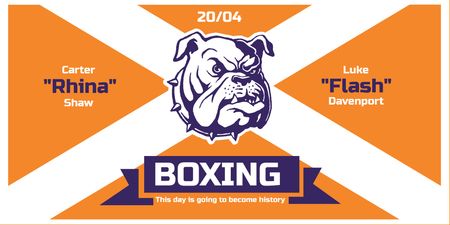Boxing Match Announcement with Bulldog on Orange Twitter Design Template