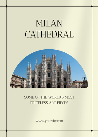 Tour To Italy With Visiting Priceless Cathedral in Milan Postcard 5x7in Vertical Design Template