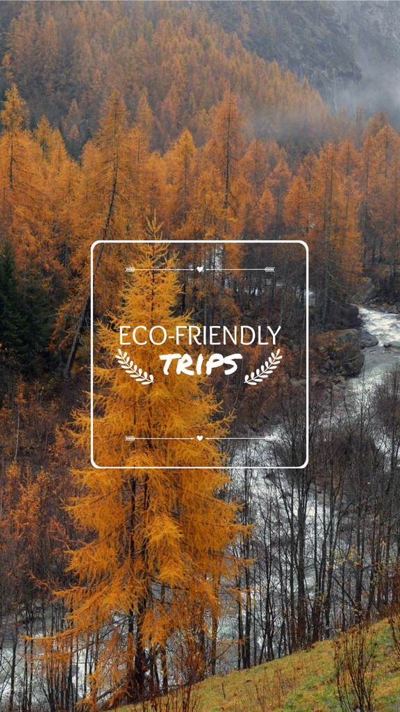 Landscape of Scenic Autumn Forest Instagram Story Design Template