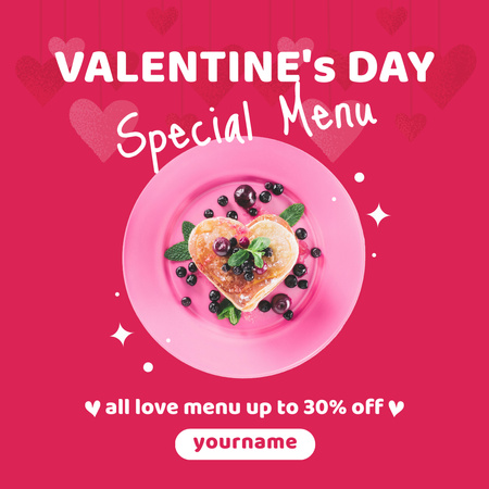 Valentin napi akciós menü Instagram AD tervezősablon