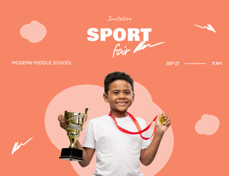 Sport Fair Announcement In Middle School Invitation 13.9x10.7cm Horizontal Design Template