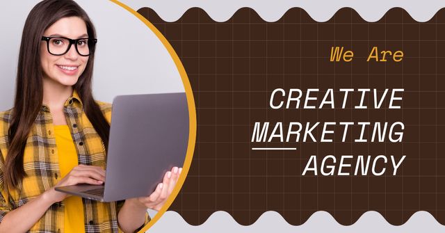 Designvorlage Creative Marketing Agency Service Promotion In Brown für Facebook AD