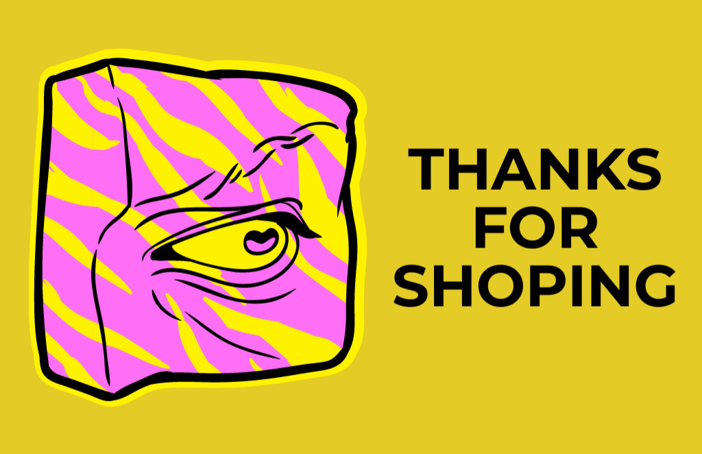 Thank You for Shopping Yellow Business Card 85x55mm Πρότυπο σχεδίασης