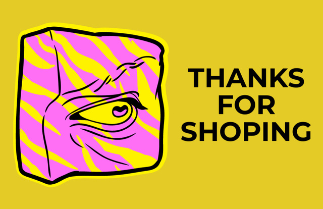 Thank You for Shopping Yellow Business Card 85x55mm Tasarım Şablonu