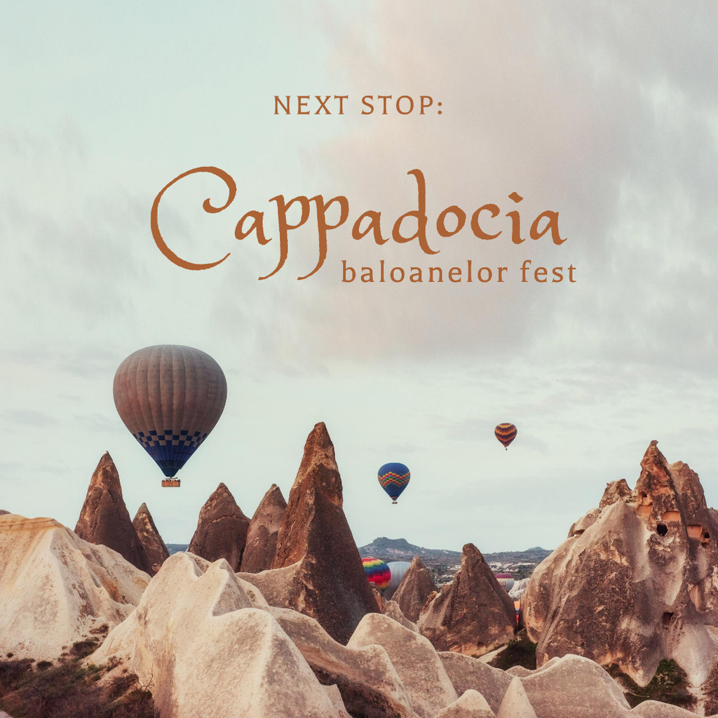 Turkey Travel Inspiration with Air Balloons Instagramデザインテンプレート