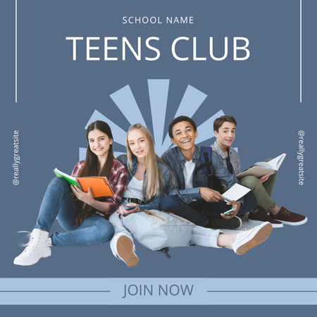 Ontwerpsjabloon van Instagram van Schoolclub Voor Tieners In Blauw