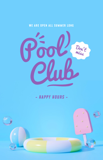 Platilla de diseño Ad of Pool Club with Happy Hours Flyer 5.5x8.5in