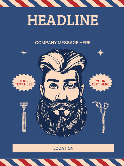 Plantilla de diseño de Offering Comprehensive Grooming Services in Barbershop Poster US 