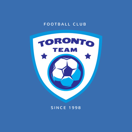 Szablon projektu Football Sport Club z godłem piłki w kolorze niebieskim Logo