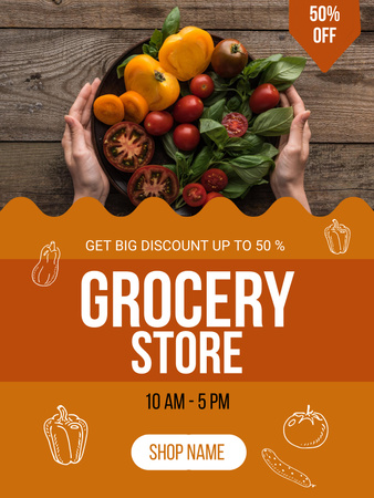 Platilla de diseño Big Discount For Fresh Groceries Everyday Poster US