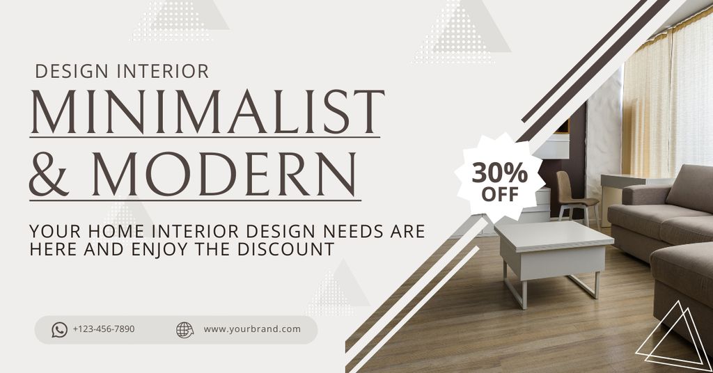Plantilla de diseño de Ad of Minimalistic and Modern Interior Design Facebook AD 