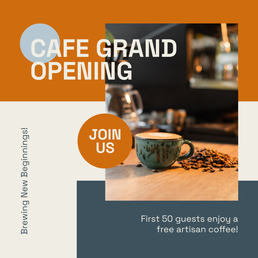 Cafe Grand Opening With Memorable Catchphrase And Promo Instagramデザインテンプレート