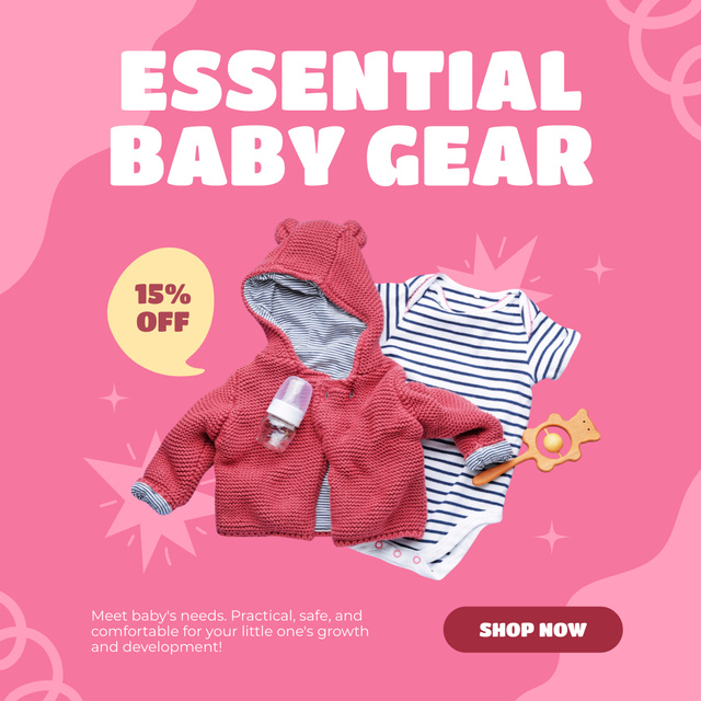 Discount on Essential Clothing for Children Instagram AD Design Template