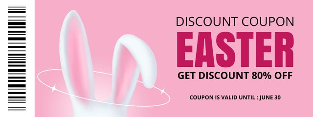 Easter Promotion with Cute Bunny Ears on Pink Coupon Šablona návrhu