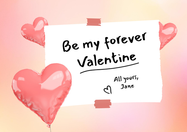 Be My Forever Valentine Postcard Design Template