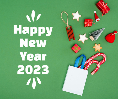Modèle de visuel Cute New Year Holiday Greeting - Facebook