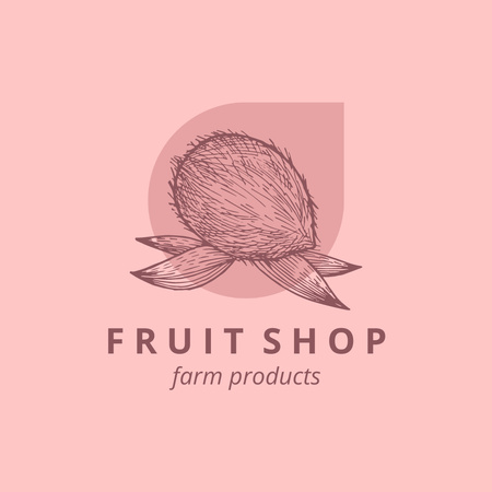 Fruit Shop Ad with Coconut Logo Design Template