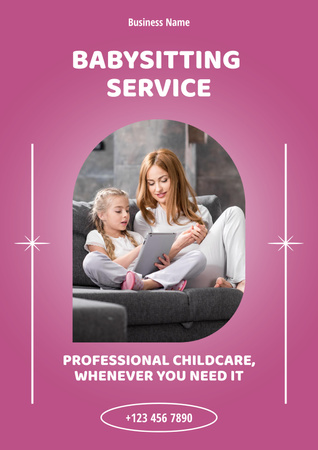 Babysitting Services Offer Poster Modelo de Design