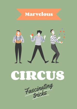 Circus Show Event Announcement with Funny Clowns Poster A3 Design Template