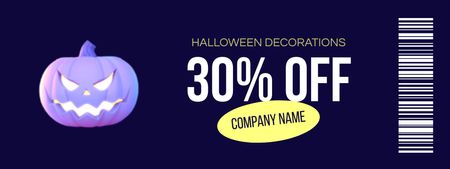 Halloween Decorations Sale Offer with Evil Pumpkin Coupon Design Template