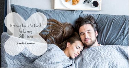 Luxury silk linen with Couple Sleeping Facebook AD Modelo de Design