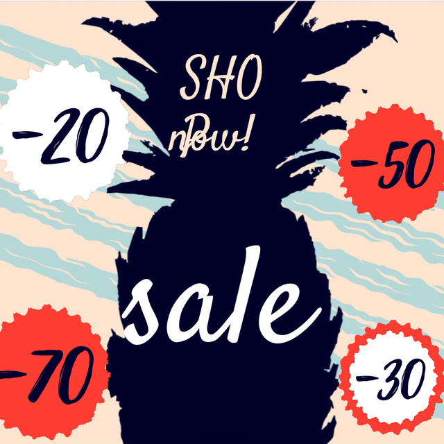 Sale Announcement with Pineapple fruit silhouette Animated Post Modelo de Design