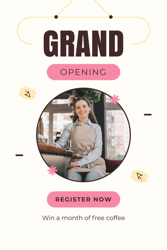 Ontwerpsjabloon van Pinterest van Outstanding Cafe Grand Opening With Raffle of Coffee