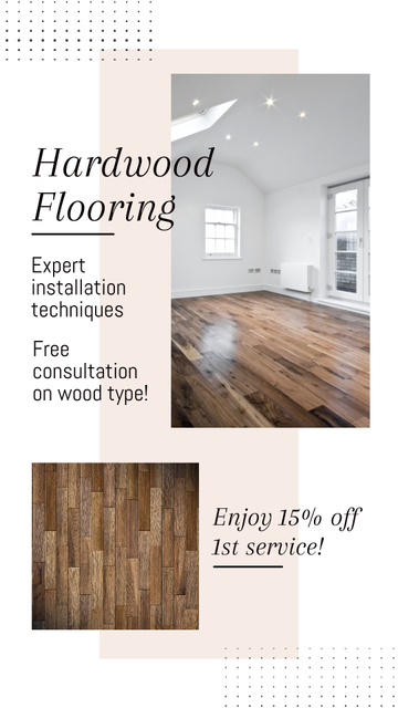 Hardwood Flooring Service With Consultation And Discount Instagram Video Story Πρότυπο σχεδίασης