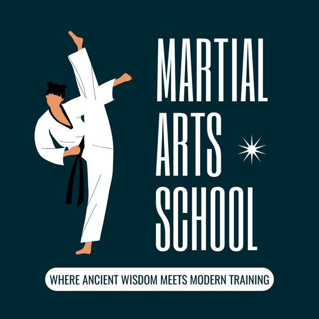 Ad of Martial Arts School with Modern Training Instagram tervezősablon