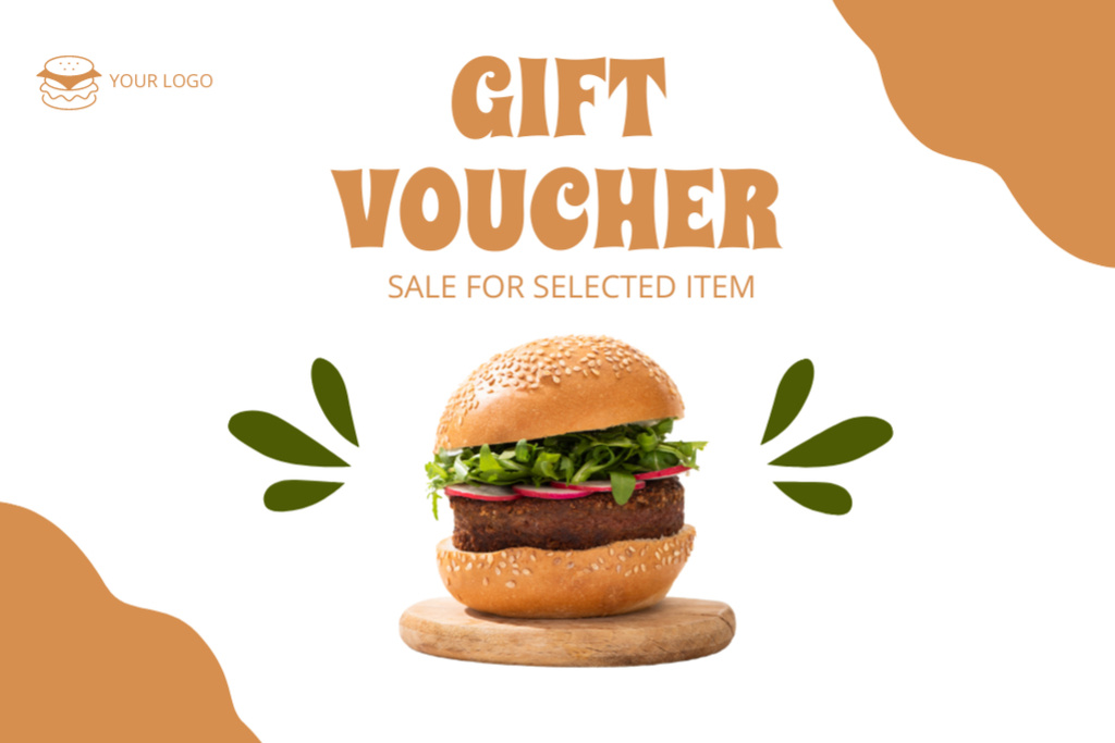 Ontwerpsjabloon van Gift Certificate van Voucher for Free Appetizing Burgers