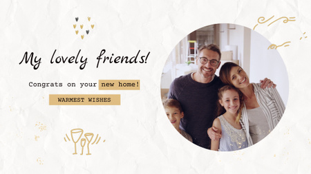 Ontwerpsjabloon van Full HD video van Gefeliciteerd met het nieuwe familiehuis van vrienden