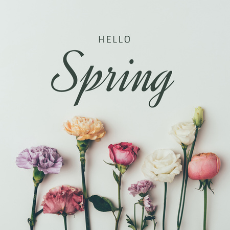 Inspirational Spring Greeting with Flowers Instagram Design Template