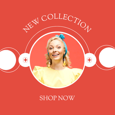 New Retro Fashion Collection Red Instagram Design Template