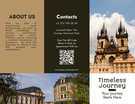 Ontwerpsjabloon van Brochure 8.5x11in van Toeristische reisaanbieding met middeleeuwse gebouwen