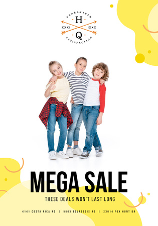 Platilla de diseño Stylish Clothes For Kids Clearance And Sale Poster 28x40in