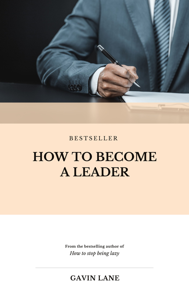 Leadership Course with Businessman Signing Documents Book Cover Design Template