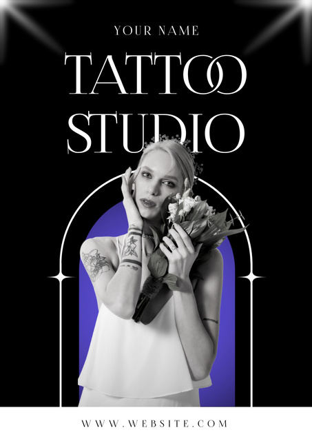 Template di design Original Tattoos In Studio Service Offer Poster
