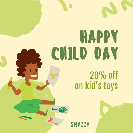 Plantilla de diseño de Children's Day Sale of Toys Green Instagram 
