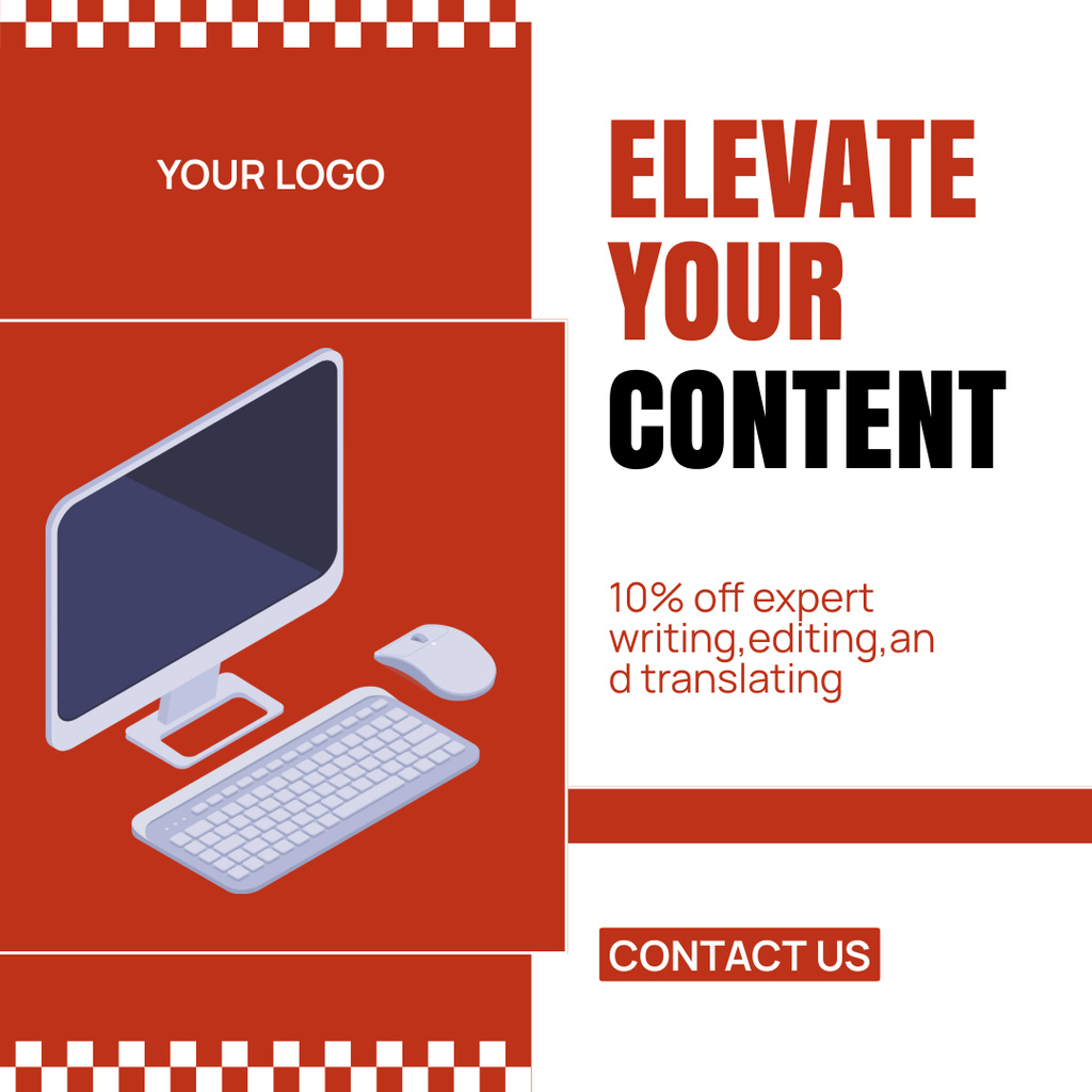 Digital Content Writing And Translating Service With Discounts Instagram AD Modelo de Design