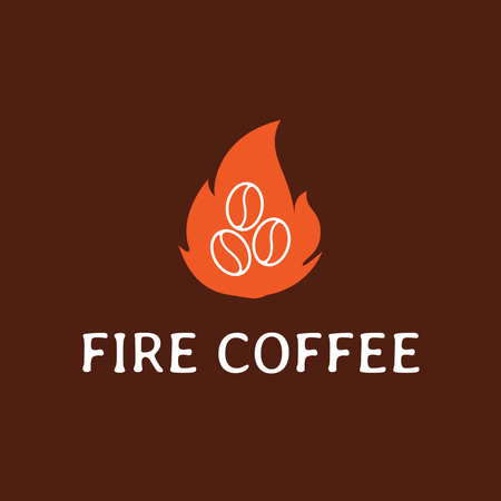 Emblem of Fire Coffee Shop Logo Design Template